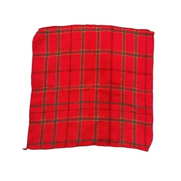 Vintage Christmas Holiday Set Red Green Plaid Table Runner 6 Placemats Napkins - Picture 2 of 5
